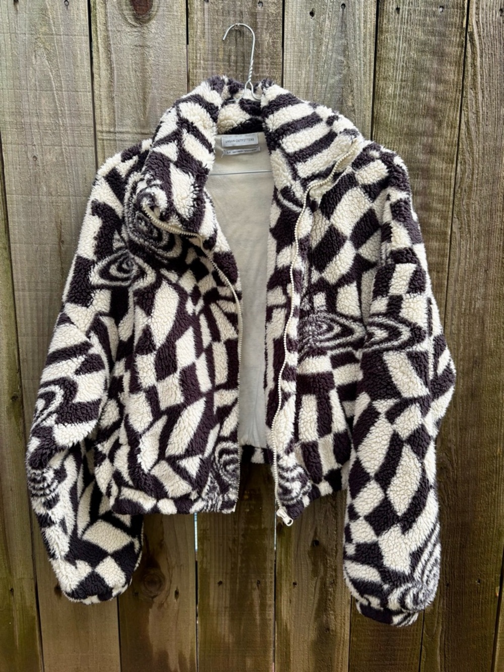 Urban Outfitters Black & Cream Geometric Sherpa Jacket